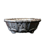 18.5" Lotus Yixing Zisha Clay Bonsai Pot - Wood-Fired — isolated overall view