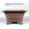 Deep square Yixing pot with outer and inner size annotations