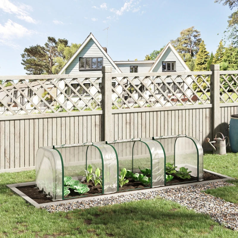 Low tunnel greenhouse on a garden bed