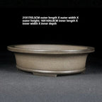 Oval Zisha bonsai pot with outer and inner dimensions