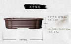 Dimension diagram of the brown lobed rectangular pot