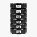 Six wrapped black wire coils stacked with labels from 1.0 to 4.0 mm, each marked 500 g