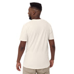 Model showing plain back of cream Bonsai Life Co. T-shirt